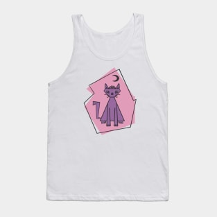 Geometric shape maximum purple cut cat with black half moon Tank Top